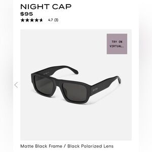 NWT Quay “NIGHT CAP” Matt blk frames/Blk polarized lenses Unisex Sunglasses